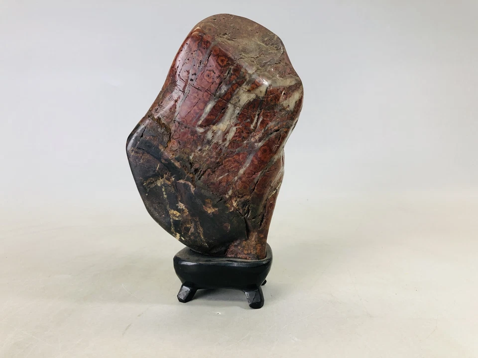 Y6778 OKIMONO Suiseki viewing stone sooden stand Japan antique interior decor - Image 3 of 4