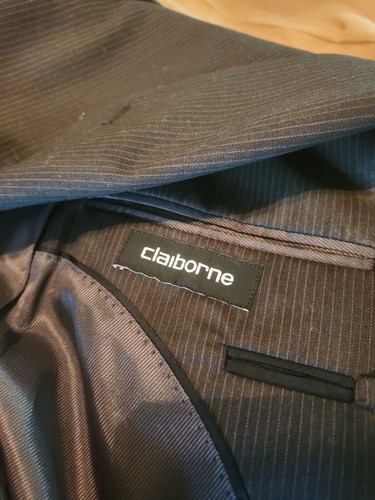 CLAIBORNE Para hombres Talla 42L Traje Abrigo Blazer Chaqueta Gris Carbón Rayas Como Está - Imagen 8 de 13