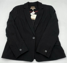 TALBOTS GOLD LABEL BLACK BLAZER WOMENS 12P FABRIC KNIT IN ITALY BUTTON CLOSURE