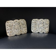 Vintage Elaborate Filigree With Rhinestone Shoe Buckles 2 1/2" x 1 1/2" Double