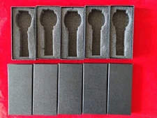 5 Black Watch Boxes w Foam & Lid. Watches Ladies Mens Men Kids  Approx 6x2x1