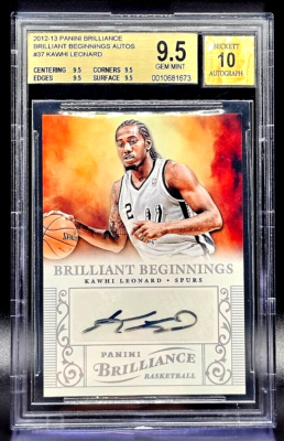 KAWHI LEONARD 12-13 BRILLIANCE AUTOGRAPH ROOKIE RC CLIPPERS BGS  