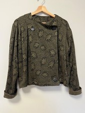 Vintage Geometric Abstract Boxy Sweater jacket/cardigan Folk print Ilya S USA