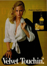 1980 Vintage Print Ad Velvet Touchin' Premium Imported Whisky Blonde Girl