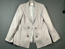 H By Halston Linen Blend Blazer Light Gray Small Lined Business Casual NWOT
