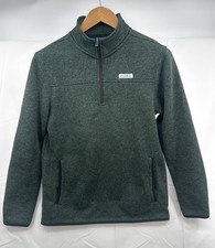 Eddie Bauer Sweater Men  s Small Pullover Fleece 1/4 Zip Mock Neck Green Pockets