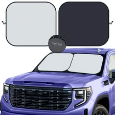 Kinder Fluff 2 Panel Windshield Sunshade-Certified- Blocks 99.87% UVR (XLarge)