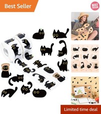 Charming Black Cat Sticker Rolls - 1000pcs for Kids, Adults  Crafts