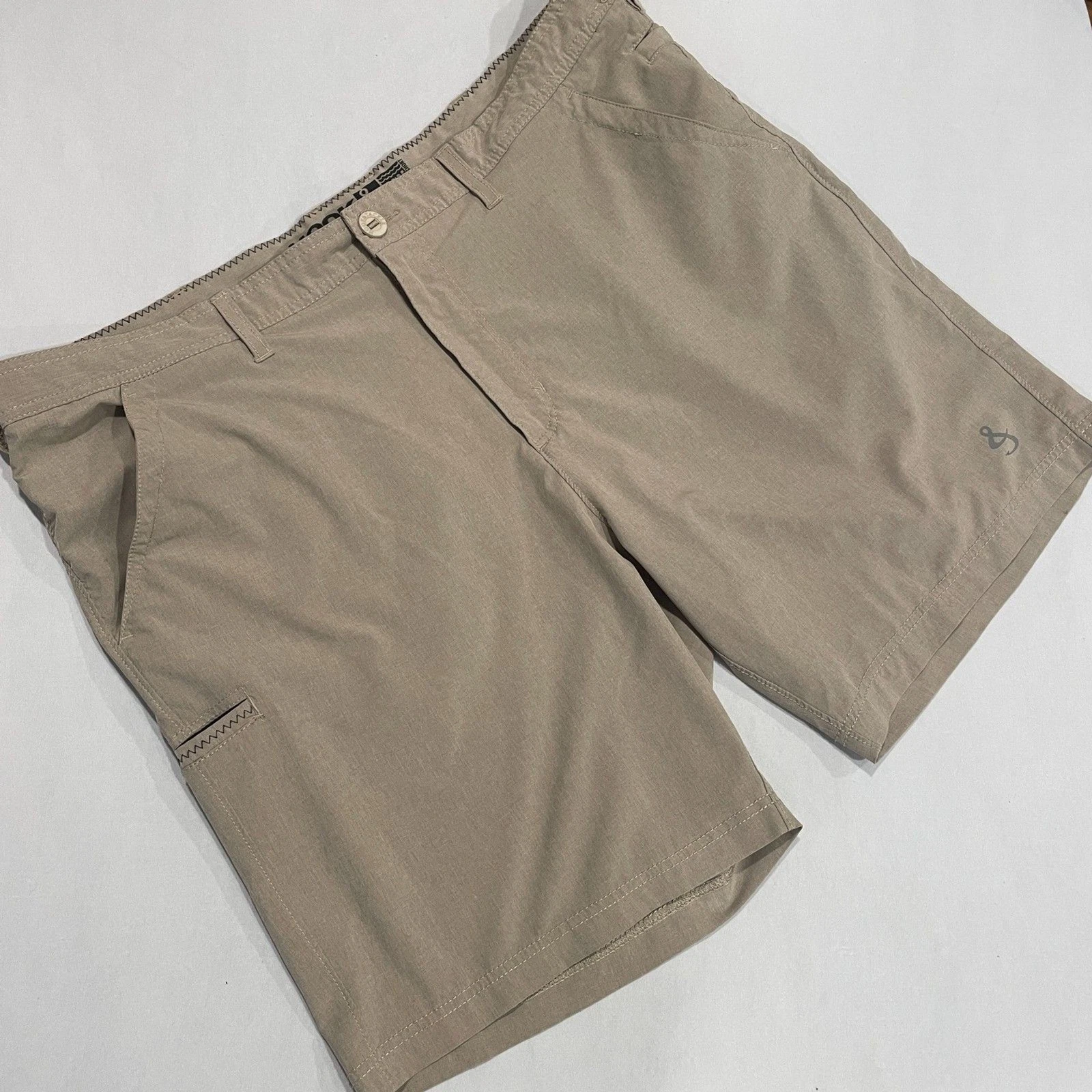 ~ Hook & Tackle 40 Mens Shorts Gray Grey Grayish-Tan Greige Tan Fishing Ripstop