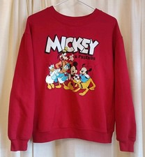 Disney Mickey  Friends Women's Size S 3-5 Red Crew Neck Sweatshirt