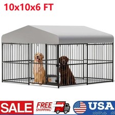 10x10x6 FT Outside Large Dog Kennel with Waterproof Roof Heavy Duty Outdoor