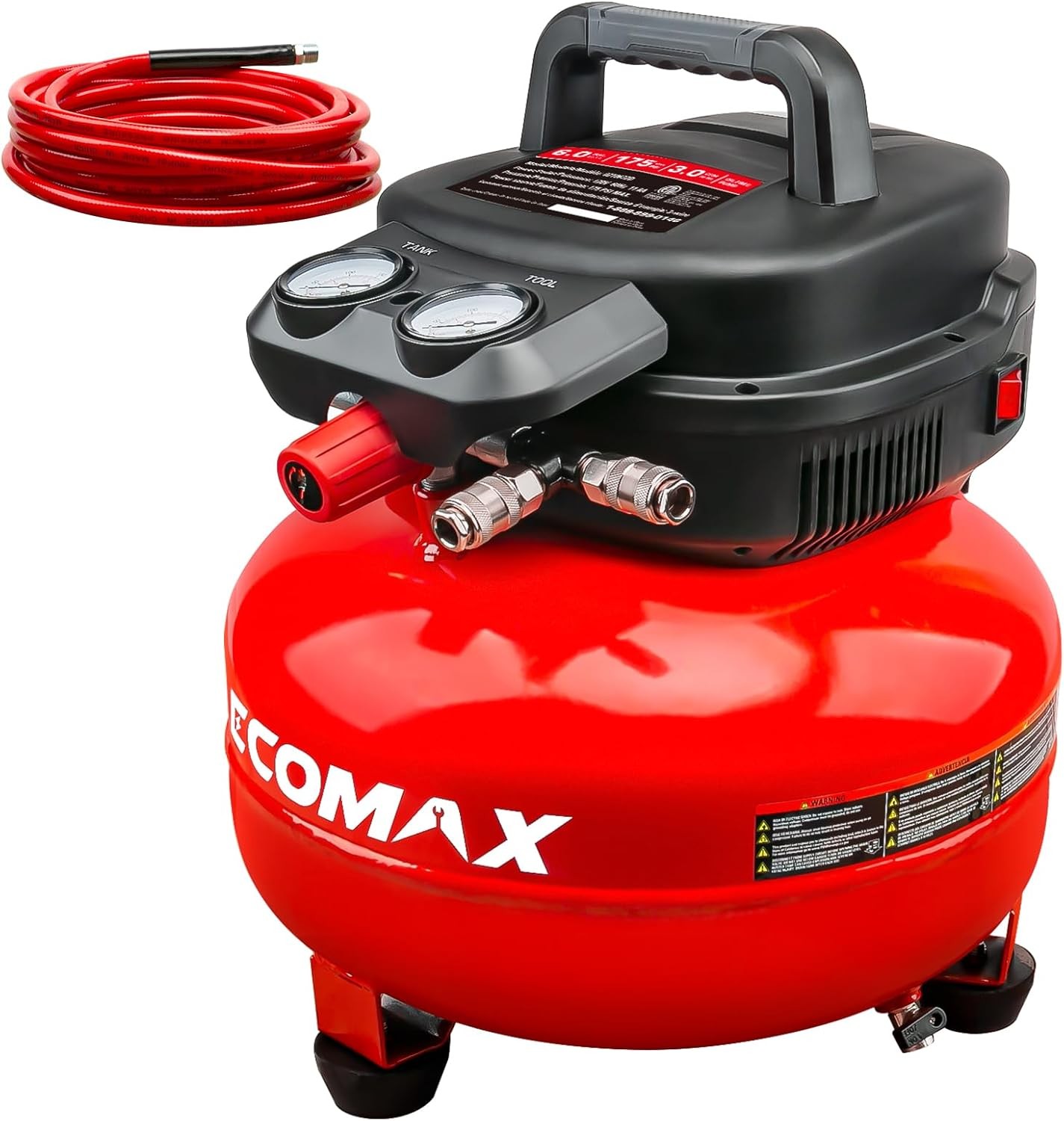 , 6-gallon Pancake Air Compressor With 25 Ft Air Hose, Max #r039