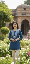 Handmade Premium Cotton Short Kurti Embroidered Chikankari