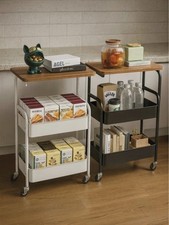 Carrello Multiuso con Ripiani e Ruote - Nero, 76 cm - Cucina, Bagno, Ufficio