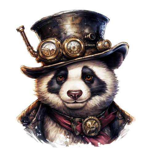 Steampunk Panda Steam Punk Animal Self Adhesive Vinyl Sticker