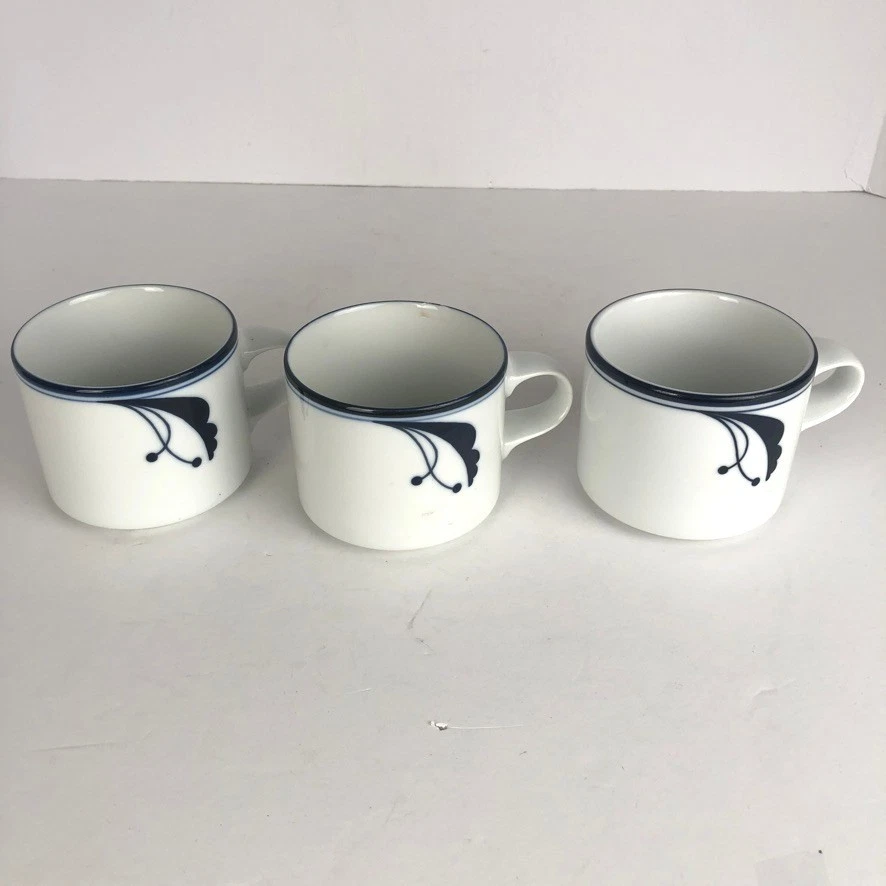 Набор из 3 белых синих цветочных кофейных кружек чайных чашек Dansk Flora - Изображение 4 из 4