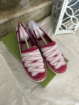 Sz 8.5 New TORY BURCH RIBBON ESPADRILLE OLONA IT - CANVAS TORY RED