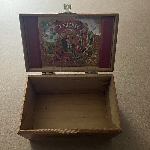A. FUENTE Wooden Cigar Box Vintage Empty Humidor Handmade Dominican ...