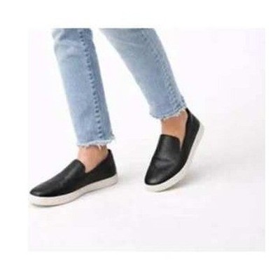 Birdies Swift Sneakers Black Leather Slip On Platform Flats Size 10