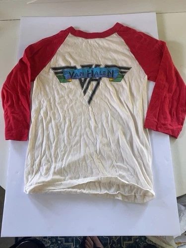 70s Van Halen Concert T Shirt Small Raglan 3/4 Sleev 1970s vintage concert t-shirt, vintage, size S, single stitch, B+ condition
