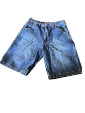 JNCO Denim Shorts Size 36 Red Logo Embroidered Y2K