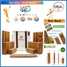 Kubb Yard Game Set - Garden Rubber Wood Outdoor Tossing Game with Canvas Bag