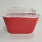 Vintage PYREX Red Small Refrigerator Dish With Glass Lid (Lid Chipped)