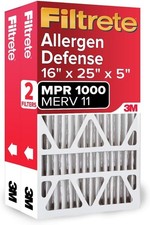 Filtrete 16x25x5 Air Filter 2-Pack MPR 1000 MERV 11 Fits Lennox Allergen Defense