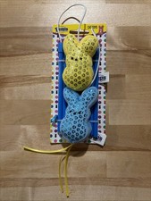 Peeps Just Born Cat Stick Rattle Blue  Yellow Bunnies Pet Toy NWT