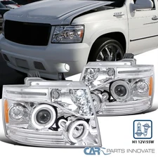 Fit 2007-2013 Chevy Avalanche Suburban Tahoe LED Halo Projector Headlights Lamps