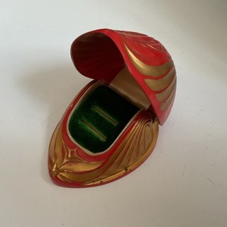 Art Deco Red Gilt Celluloid Wedding Ring Display Presentation Box