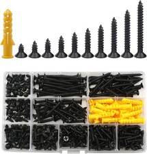 M4 Flat Head Self Tapping Screws, 380 Pcs Metal Countersunk M4, Black 