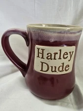 Harley Dude Coffee Cup. 4.5" x 3.5" By Tumbleweed Pottery.