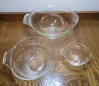 Vintage Pyrex Teardrop Mixing Bowls Set 3 Clear Glass Nesting Spout Handle