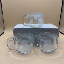 Lot de 3 tasses à café Nestlé Nescafé vintage monde globe verre transparent