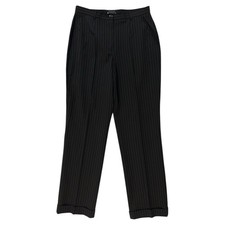 VTG 90s D&G Dolce & Gabbana Wool Black Red Pinstripe Straight Leg Trousers 28/42