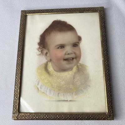 Antique Odd Baby Portrait Creepy Early 1900s Sepia Cabinet Card Photo W Frame
