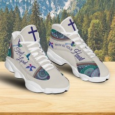 Trust In The Lord With All Your Heart Basketball Shoes Jesus Hummingbird Mandala