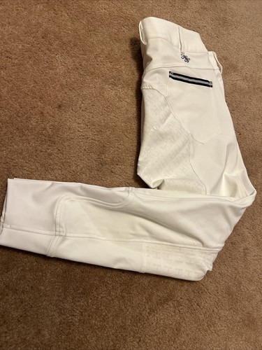 HH EQUESTRIAN LADIES WHITE COOLMAX BREECHES WITH FULL STICKY SEAT Size 16 - Picture 8 of 8