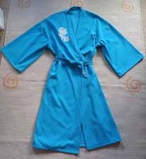 Vintage Kimono Style Dressing Gown Size M Blue Knee Length