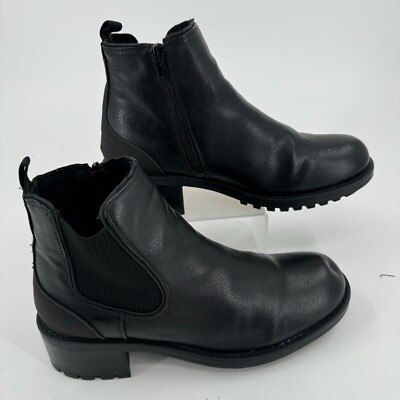 B-52 by Bullboxer Ankle Boots WOMENS Black Side Zip Round Toe Casual SIZE 9