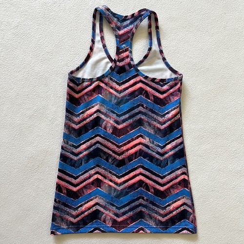 Ivivva KeepUrCool Racer Racerback Tank Pink Blue Zig Zag Print Lululemon Girl 12 - Picture 4 of 4
