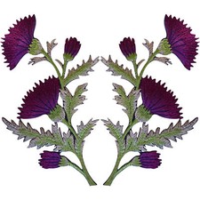 Pair of Purple Thistle Flower Patches Iron Sew On Embroidery Patch Badge Flowers