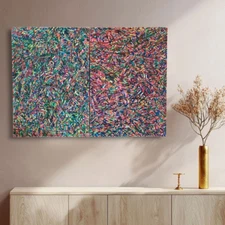 Diptych Graffiti Abstract Modern Acrylic Paintings on Canvas Expressionism 1990s