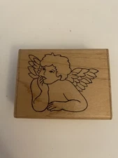 JRL Design M131 Thoughtful Cherub Wood Mounted Rubber Stamp RS29