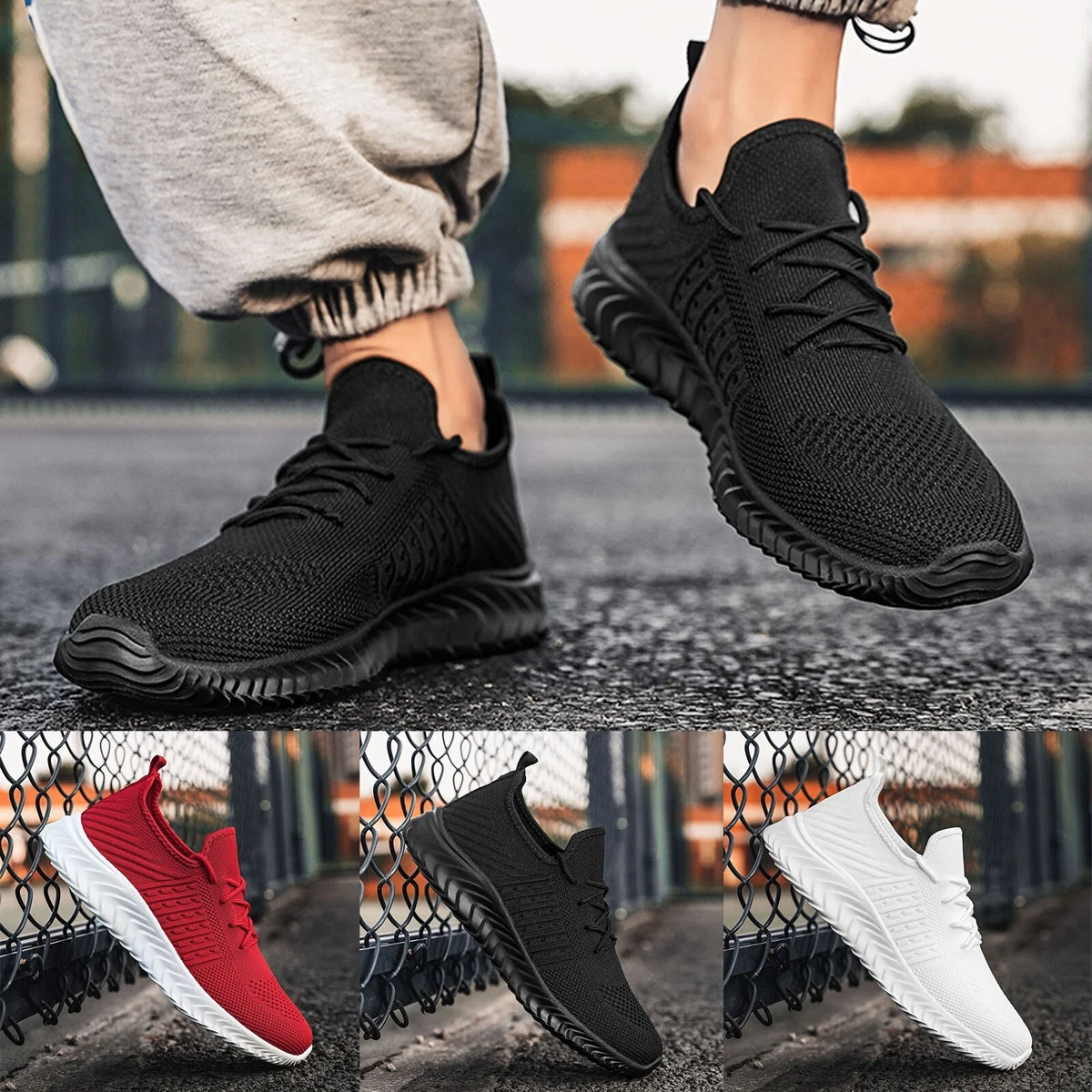 Sneakers Men Lace Mesh Soft Fashion Color Bottom Up Sport Shoes Casual