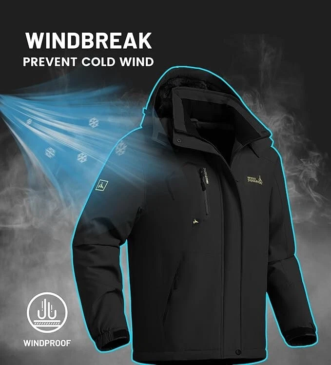 Men's Black Waterproof Winterjacket XL