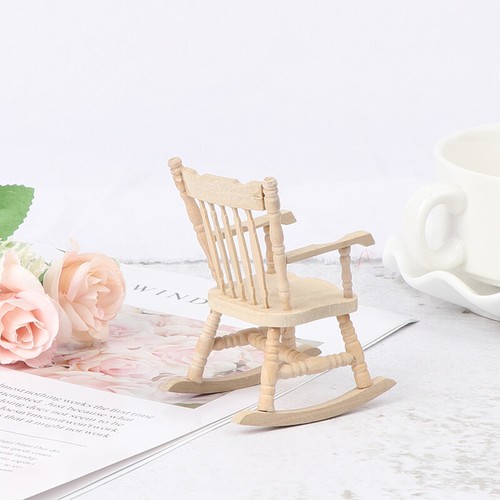 1/12 Dollhouse Miniature Wood Mini Rocking Chair Model Toy FurnituH4N TP TH - Picture 6 of 10