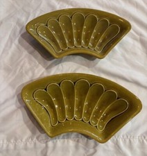 2 pieces US Pottery Mid Century Modern Avocado Chip Dip Serving Set 620