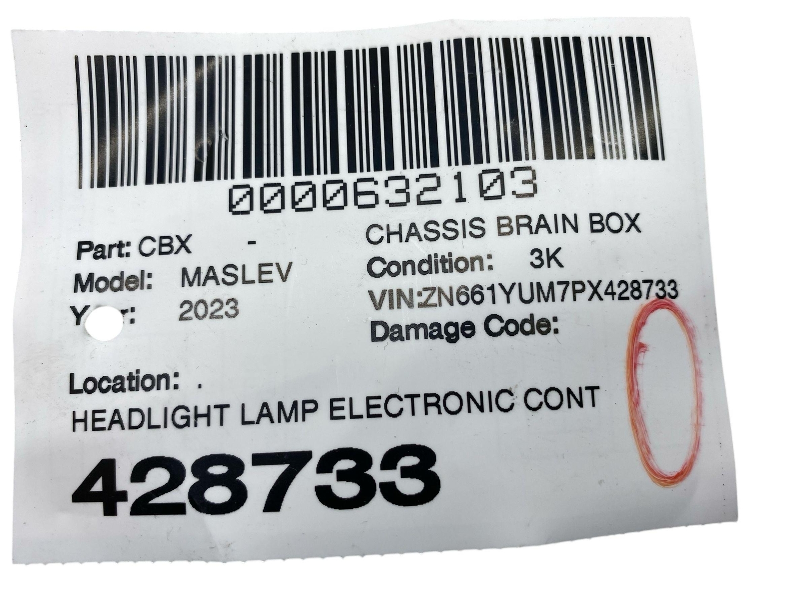 2017 - 2024 MASERATI LEVANTE OEM HEADLIGHT LAMP CONTROL MODULE ECM ECU 670153637